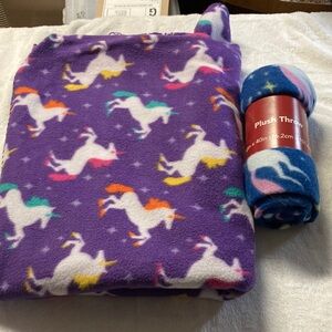 Purple Unicorn Plush Throw Blanket